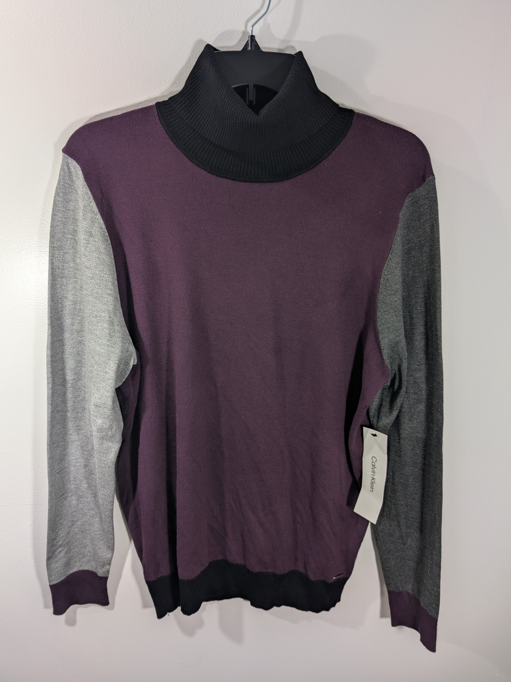 Calvin Klein Purple, Black& Gray Women's Turtleneck Sweater Size XL NWT